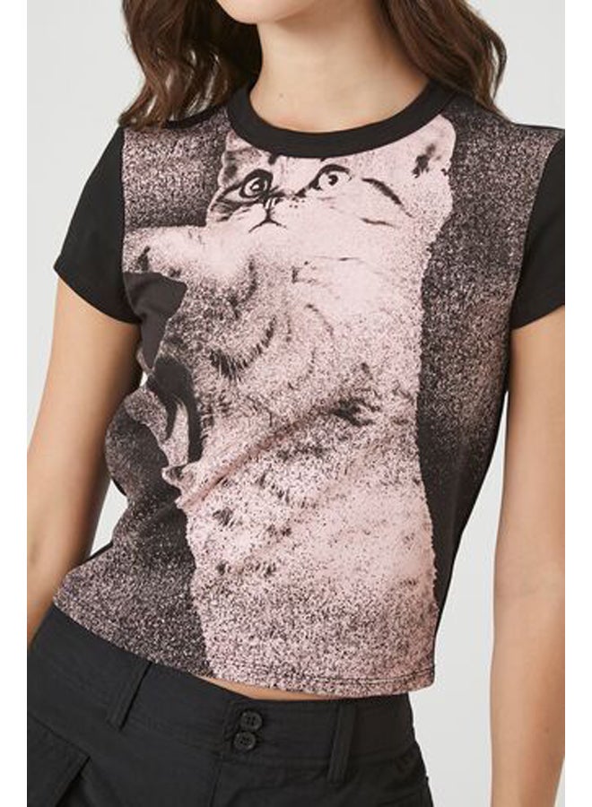 FOREVER 21 Kitten Graphic Cropped Tee - Image 4