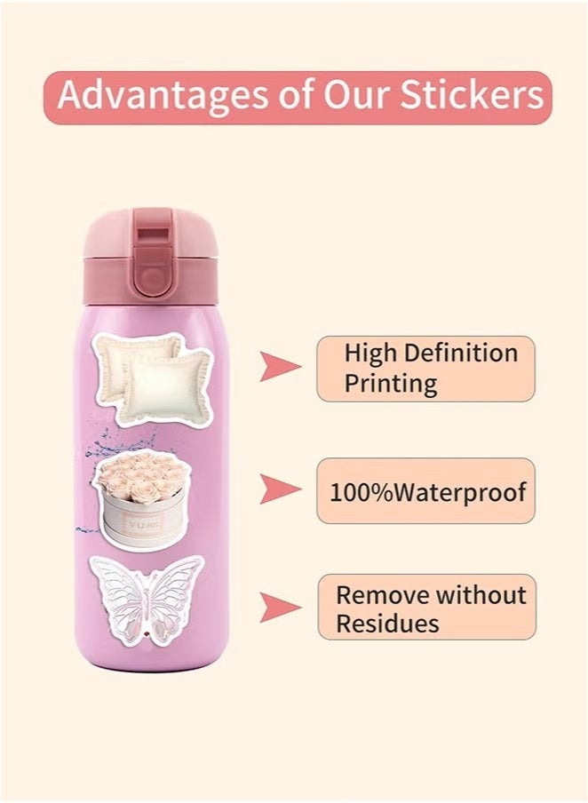 50Pcs Girls Gentle Ballet Pink Sticker, Pink Aesthetic Graffiti Sticker for Kids Teens, Cute Pink Laptops Decals for Water Bottles Journal Bag Phone - Image 5