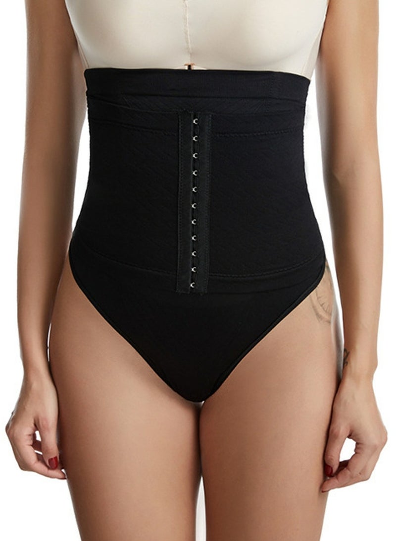 Loquat Womens Body Shaper Tummy Control Buckled Underwear Thong Briefs Solid Color Slim High Waist Hip Lift Shapewear Safety Underpants Black 