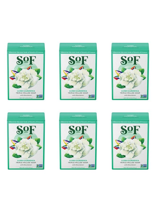 South of France Natural Body Care Lush Gardenia Bar Soap By Sof Body Care (Formerly South Of France Body Care) | Triplemilled Soap With Shea Butter + Essential Oils | Vegan Nongmo Body Soap | 6 Oz Bar | 6 Bars  - Image 2