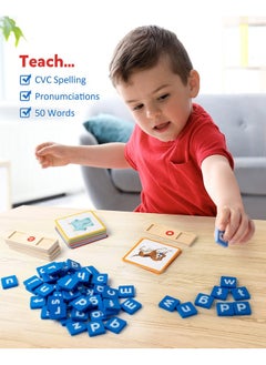 Coogam Coogam Wooden Short Vowel Reading Letters Sorting Spelling Games, Site CVC Words Learning Flashcards Alphabet Puzzle Montessori Educational Toy Gift for Kids 3 4 5 Years Old  - Image 4