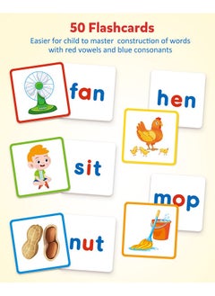Coogam Coogam Wooden Short Vowel Reading Letters Sorting Spelling Games, Site CVC Words Learning Flashcards Alphabet Puzzle Montessori Educational Toy Gift for Kids 3 4 5 Years Old  - Image 3