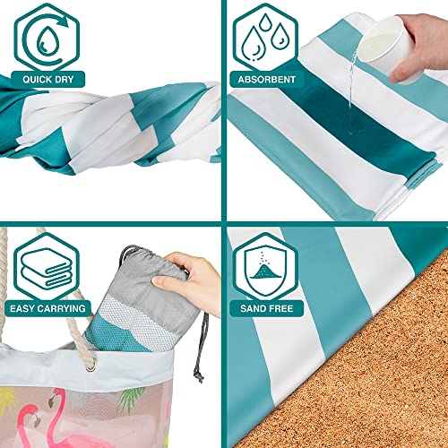 Suncube SUN CUBE Microfiber Beach Towel, Quick Dry Sand Free Beach Towel, Lightweight, Compact for Travel Swim Sports Camping, Packable Sand Resistant Towel Adult - Light Blue 78x35 Inches - Image 4