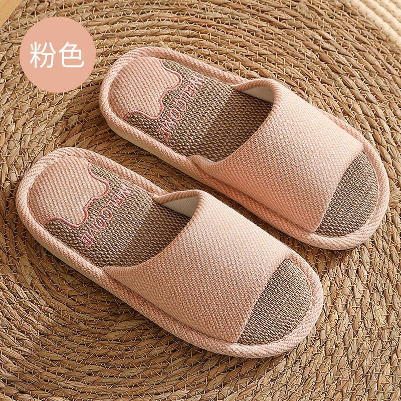 Large Size Linen Slippers for Men's Home Spring & Fall Seasons Cotton and Linen Home Household Silent Indoor Fabric Slippers for Women - Image 1
