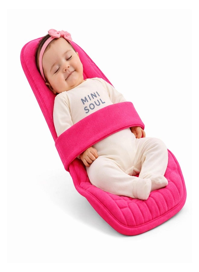 MINI SOUL Feeding Pillow for New Born Baby 2-in-1 Infant Carrier 0–4 Months Reclined Baby Lounger for Breastfeeding Soft Nursing Pillow with Head Neck Leg Support Washable Lightweight Dark Pink - Image 1