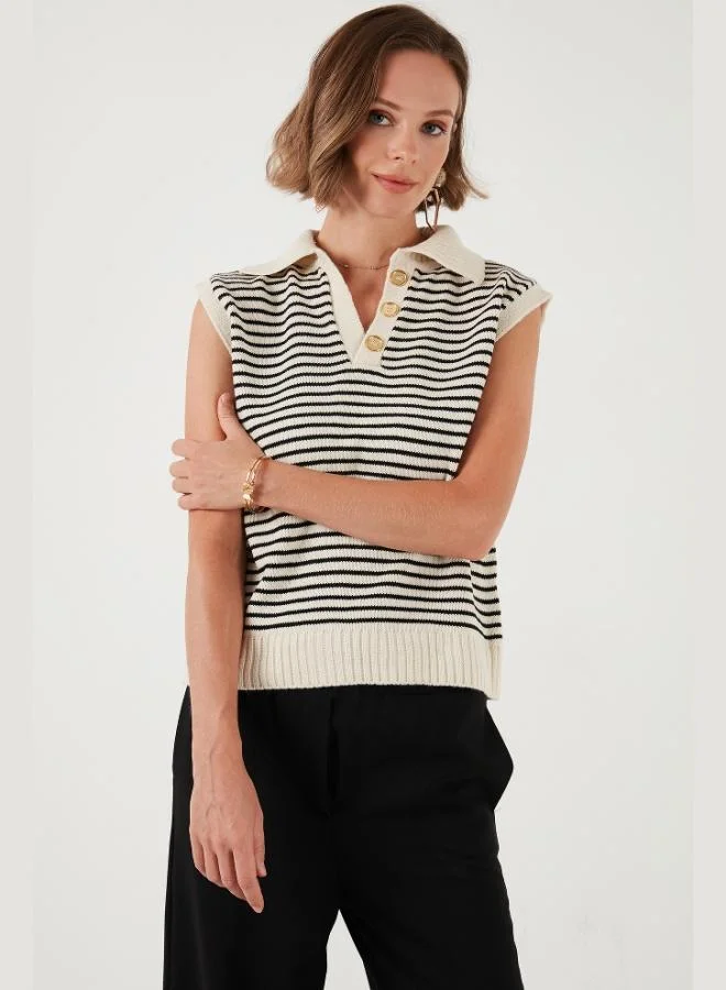 Lela Lela Striped V-Neck Knitted Sweater Women's SWEATER 4616171