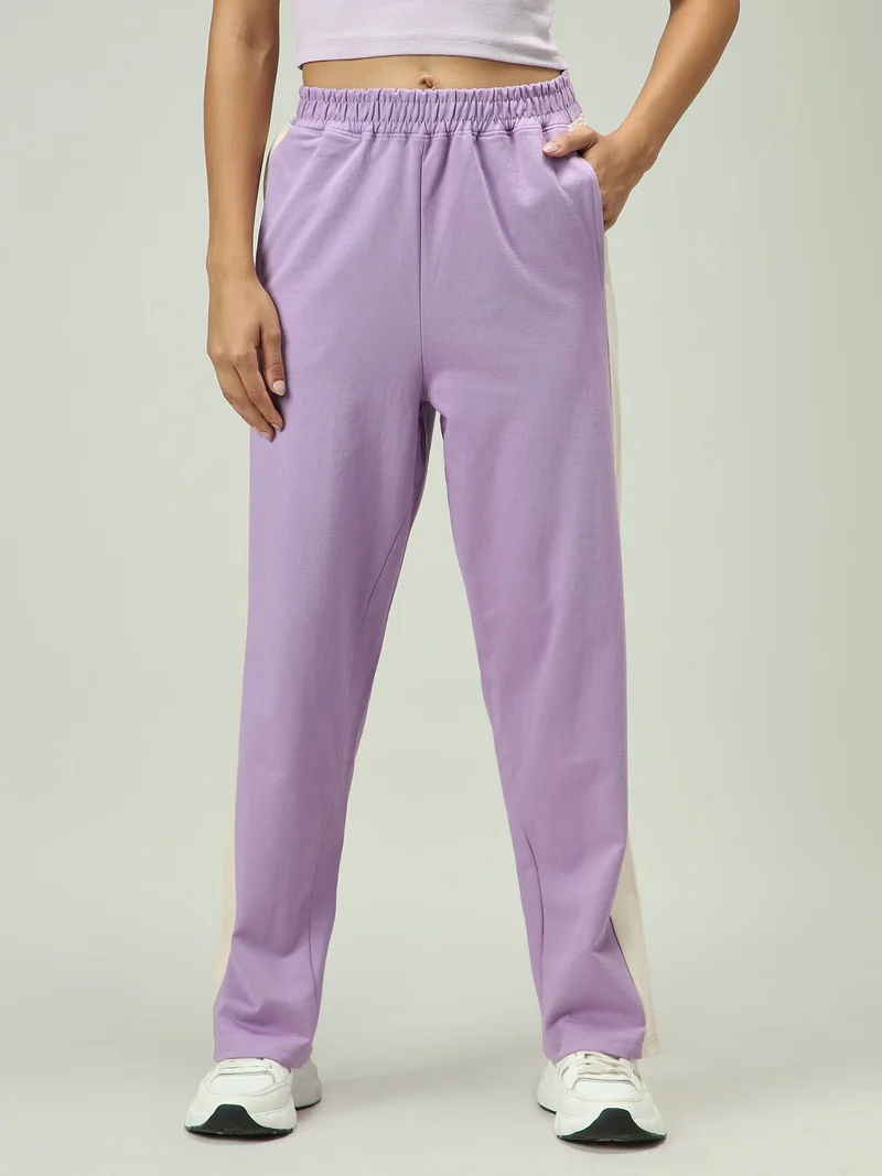 Lilac Contrast Striped Sweatpants