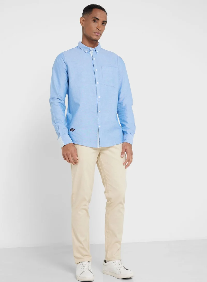 Thomas Scott Thomas Scott Men Blue Slim Fit Pure Cotton Casual Sustainable Shirt