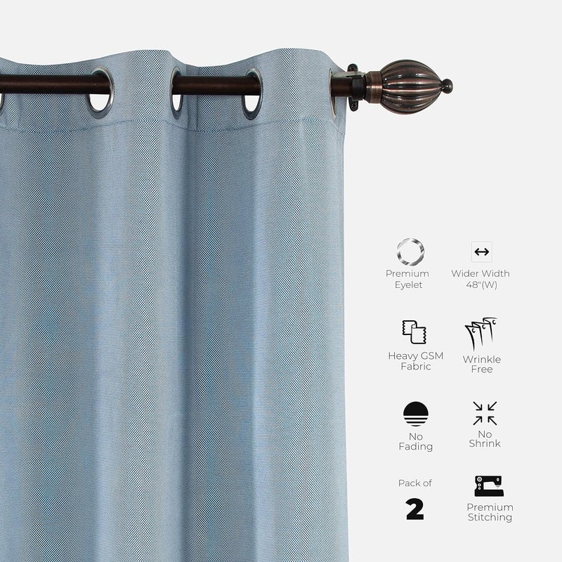 Deco Window Polyester Semi Blackout Opaque Curtains 7 Feet Long Set Of 2 Room Darkening EyeletBlue 35X7Ft Opaque Curtains With Perfect Pleats Connected Eyelet For Bedroom And Living Room - Image 3