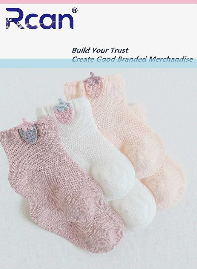 Rcan Rcan 3 Pairs Baby Cute Cartoon Print Socks Short Cotton - Image 1