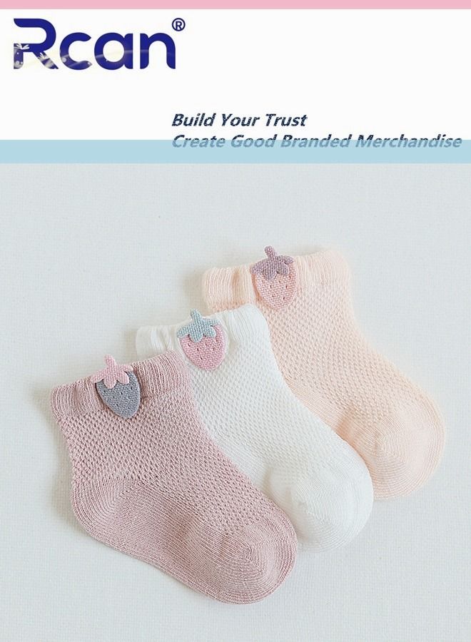 Rcan Rcan 3 Pairs Baby Cute Cartoon Print Socks Short Cotton - Image 2