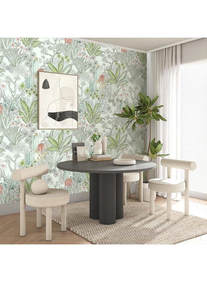 Wudnaye Floral Peel and Stick Wallpaper Vintage Floral Contact Paper for Cabinets 17.7 inch× 196.8inch Floral Wallpaper Peel and Stick Wallpaper Cactus Self Adhesive Wallpaper for Bathroom Wall Paper - Image 2