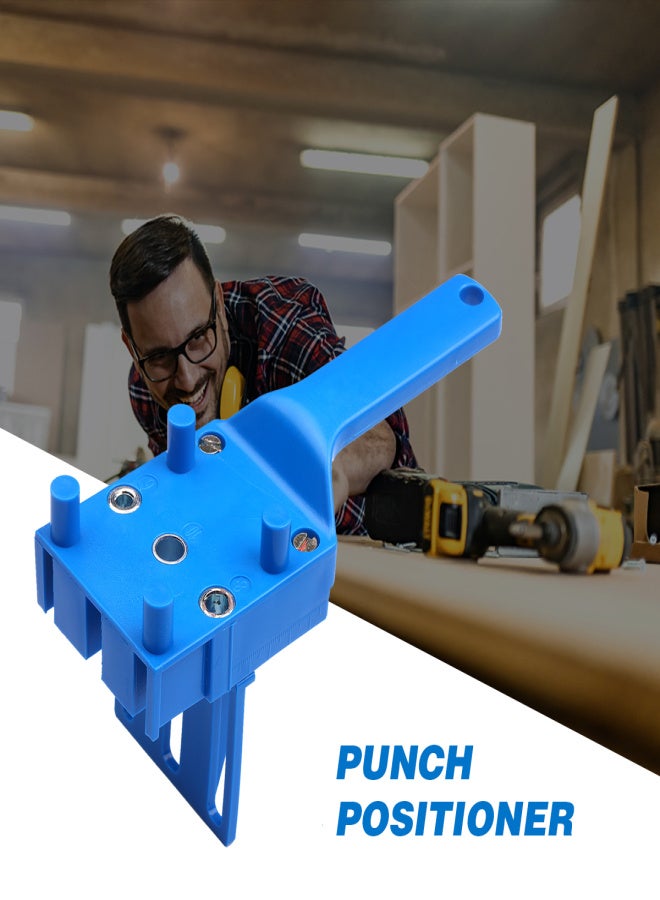 Quick Wood Doweling Jig ABS Plastic Handheld Pocket Hole Jig Fit 6/8/10mm Bit Hole Puncher For Carpentry Dowel Joints Drill Guide Metal Sleeve Blue - Image 4