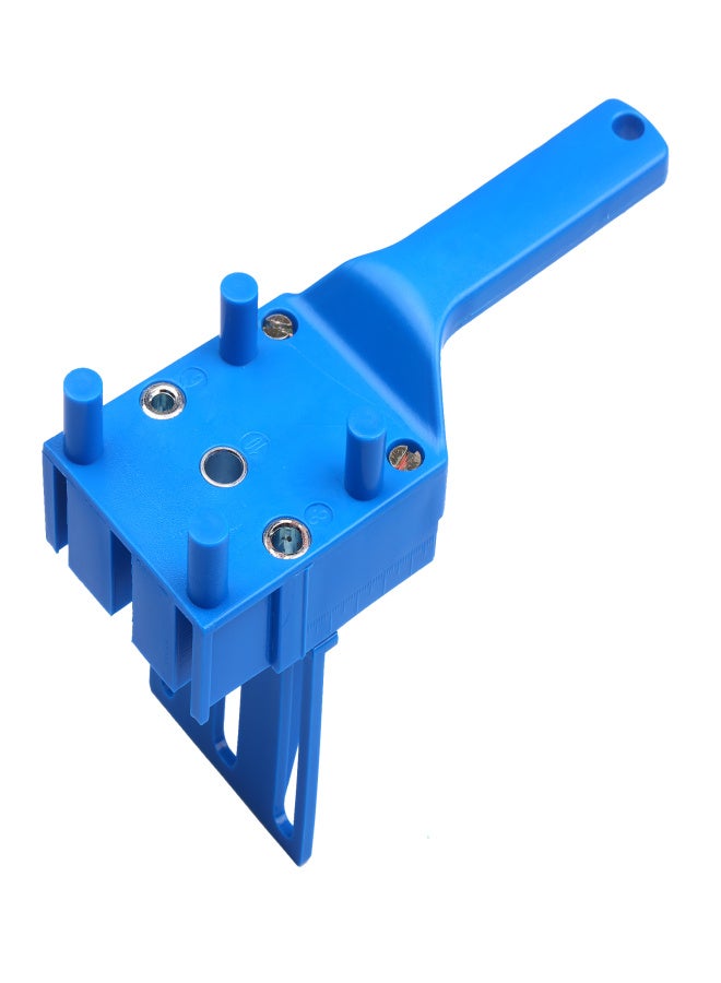 Quick Wood Doweling Jig ABS Plastic Handheld Pocket Hole Jig Fit 6/8/10mm Bit Hole Puncher For Carpentry Dowel Joints Drill Guide Metal Sleeve Blue - Image 1