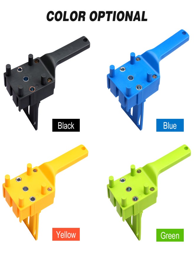 Quick Wood Doweling Jig ABS Plastic Handheld Pocket Hole Jig Fit 6/8/10mm Bit Hole Puncher For Carpentry Dowel Joints Drill Guide Metal Sleeve Blue - Image 2