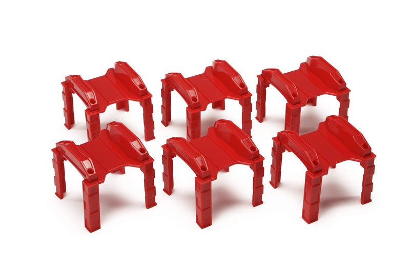 Maxim Enterprise, Multi Level Support Risers 6Pack Red Risers for Wooden Toy Train Set Creates 3 Levels of Tracks Durable Hard Plastic Replacement Compatible with Major Brands - Image 2