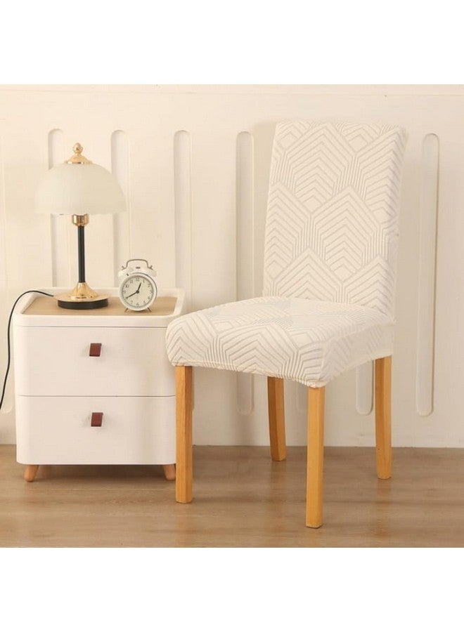 Styleys أغطية كراسي جاكار مرنة من ستايلز لغرفة الطعام، قابلة للإزالة والغسل، واقي أغطية الكراسي (عبوة من 8، عاجي، JSMC3) - Image 2