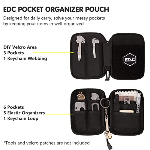 TIKIDESIGN Mighty EDC Pocket Organizer for Men,Nylon Multitool Pouch with Detachable Patch Pocket | Compact Utility Organizer for EDC Gear & Tools Black-02 - Image 4