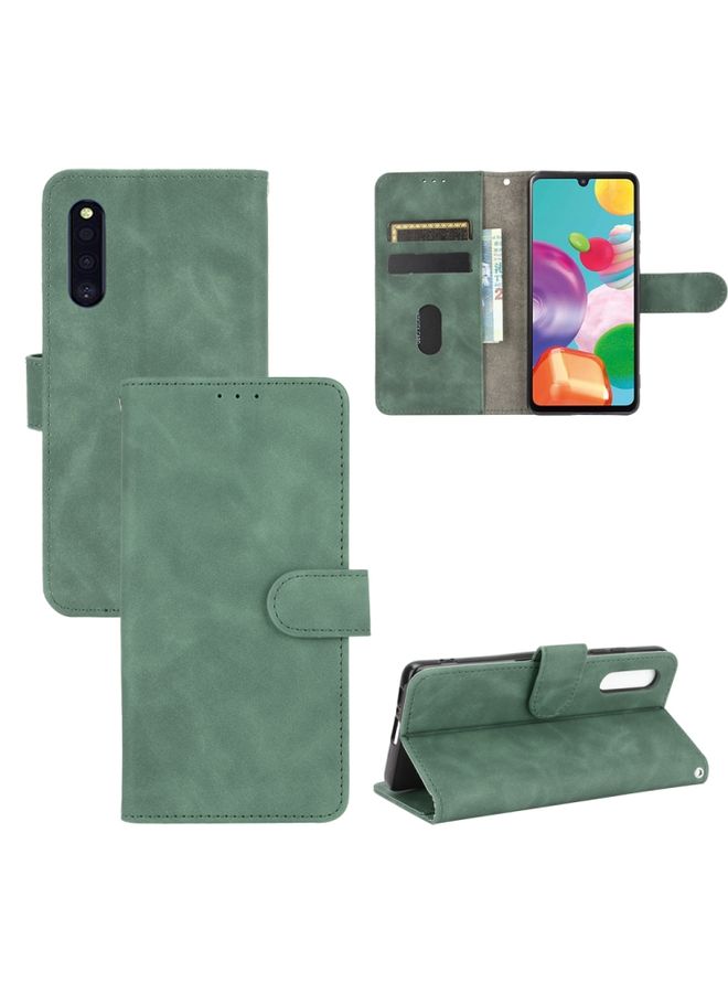 Case Cover For Samsung Galaxy A41  Japanese Version Solid Color Skin Feel Magnetic Buckle Horizontal Flip Calf Texture PU Leather Case with Holder & Card Slots & Wallet Green