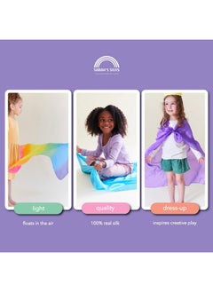 Sarah's Silks Set Of 3 Playsilks | Rainbow, Sky Blue, And Purple  - Image 3