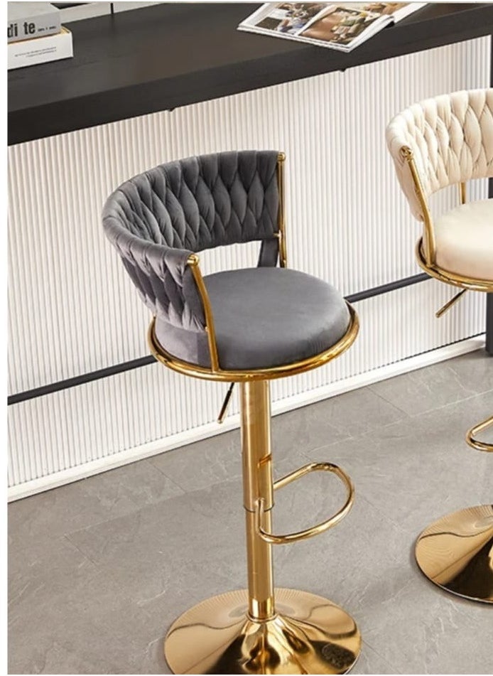 Generic Adjustable Height Metal Frame Cushioned Bar Stool with Emerald Velvet Seat barstools chairs velvet style, (Grey1 pcs)  - Image 1