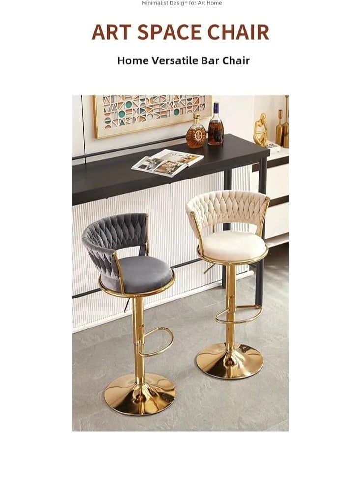 Generic Adjustable Height Metal Frame Cushioned Bar Stool with Emerald Velvet Seat barstools chairs velvet style, (Grey1 pcs)  - Image 3
