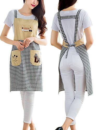 NEWGEM Cute Cooking Painting Apron with Pockets for Women Artist Chef Baking Gardening - Image 1
