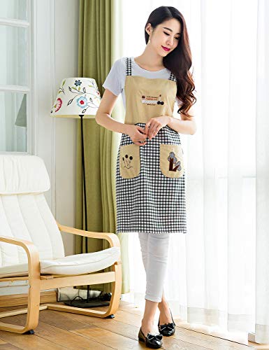 NEWGEM Cute Cooking Painting Apron with Pockets for Women Artist Chef Baking Gardening - Image 2
