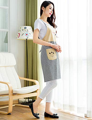 NEWGEM Cute Cooking Painting Apron with Pockets for Women Artist Chef Baking Gardening - Image 3