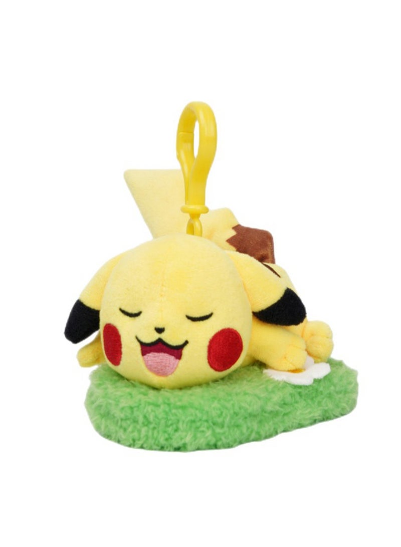 Creative Cute Plush Keychain, Cute Backpack Pendant, Suitable For Wallet Key Ring Decoration, (11.5cm Pikachu Grass Plush Pendant)  - Image 1
