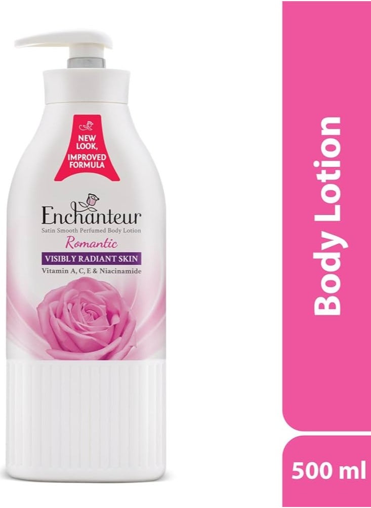 Enchanteur Satin Smooth Perfumed Lotion Romantic Charming Visibly Radiant Skin 2X500ml  - Image 2