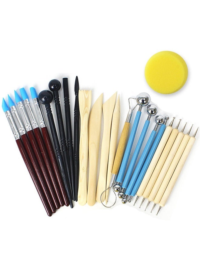 Rubfac Polymer Clay Tools Clay Tools Kit 24 Pieces Clay Sculpting Tools Set With Stylus And Rock Painting Kit Air Dry Clay Modeling Tools For Pottery And Sculpture - Image 3