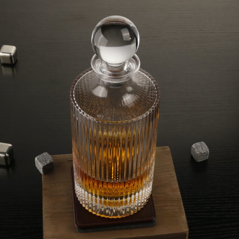 QUEENSTONE LEAD FREE Whiskey Decanter and Glass Stopper 27 oz Square Decanter for Whiskey, Bourbon, Brandy, Liquor, and Rum  - Image 4
