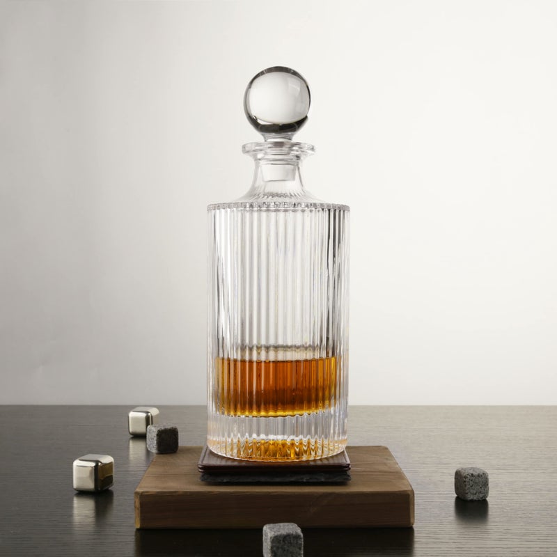 QUEENSTONE LEAD FREE Whiskey Decanter and Glass Stopper 27 oz Square Decanter for Whiskey, Bourbon, Brandy, Liquor, and Rum  - Image 3