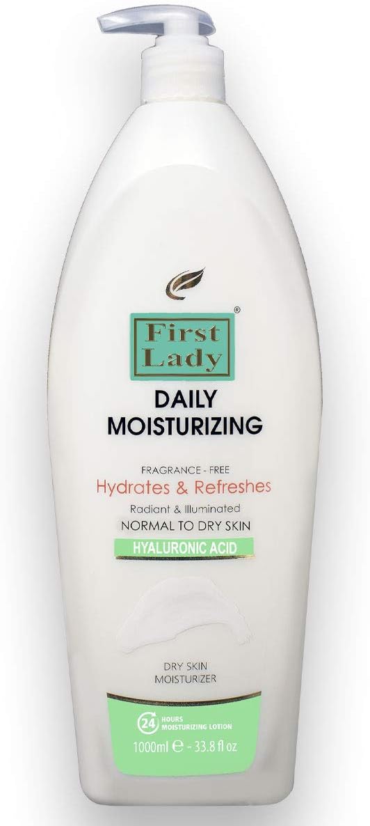 First Lady Daily Moisturizer Fragrance Free Hyaluronic Acid Moisturizing Hand Body Lotion 1000ml Dry Skin
