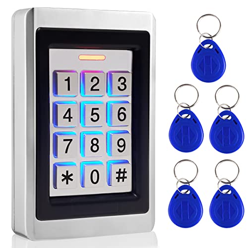 Toncont Door Access Control System, Stand Alone Password Door Keypad + 5PCS ID Keyfobs, Support 2000 Users, Wiegand 26, Garage Door/Gate Opener, Weatherproof, Backlight, Zinc Alloy Metal Case - Image 1