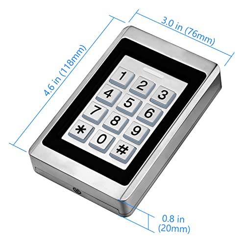 Toncont Door Access Control System, Stand Alone Password Door Keypad + 5PCS ID Keyfobs, Support 2000 Users, Wiegand 26, Garage Door/Gate Opener, Weatherproof, Backlight, Zinc Alloy Metal Case - Image 3