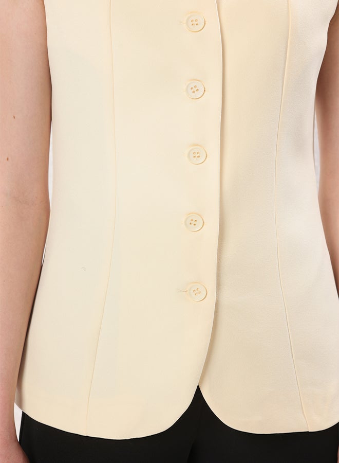 trendyol Yellow Regular Thick Strap Boat Neck Regular Woven Vest - Image 3