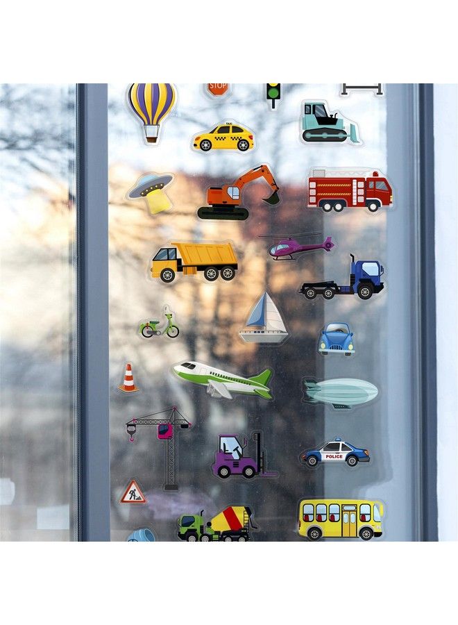 WALPLUS 28 Pieces Gel Clings Window Gel Clings Decals Stickers For Kids Toddlers Window Stickers Window Clings Removable Reusable Nursery Room Classroom Party Supplies Construction And City Transport - Image 4
