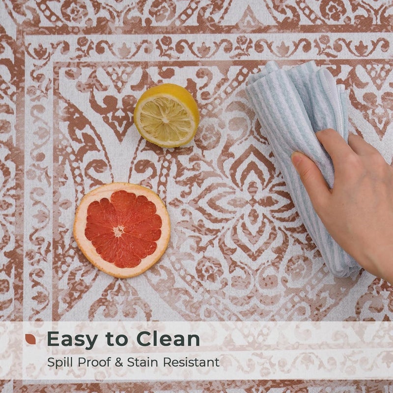 Fresh Mint 2 Piece Set Boho Kitchen Mats for Floor Bohemian Distressed Anti Fatigue Kitchen Rugs Vintage Farmhouse Cushioned Kitchen Runners for Standing Waterproof & Non-Skid Comfort, Terracotta - Image 4