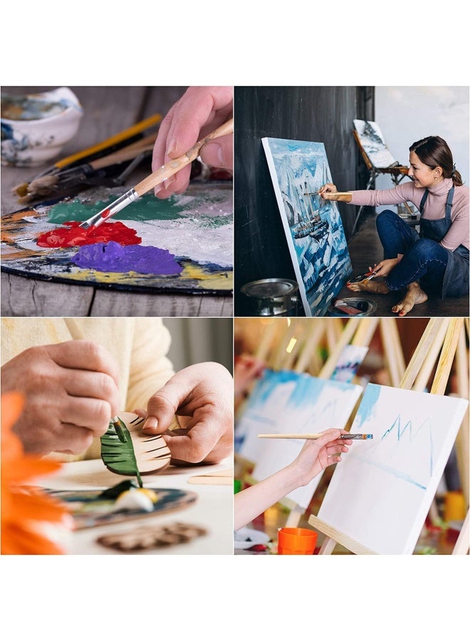 Premify Paint Brush Set With Wooden Palette (18 Brushes) & Hand Held Oval Artists Painters Pallette - Use With Acrylic, Oil & Watercolour Paints, Burshes For Painting Canvas, Paintings- Adults Kids Tray Board  - Image 4