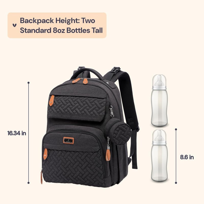 BabbleRoo Diaper Bag Backpack - Travel Large Baby Diaper Bag with Changing pad, Waterproof Baby Bags for Mom & Dad, Unisex Bags with Pacifier Case, Luggage Strap & Stroller Clipsâ€“ Black - Image 2