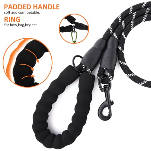 HANK Dog Long Leash | 3M Reflective Leash for Medium, Large Dogs | Metal Hook | Soft Comfortable Handle | Shockproof | Dog Rope (15 Feet Long - Black) - Image 2