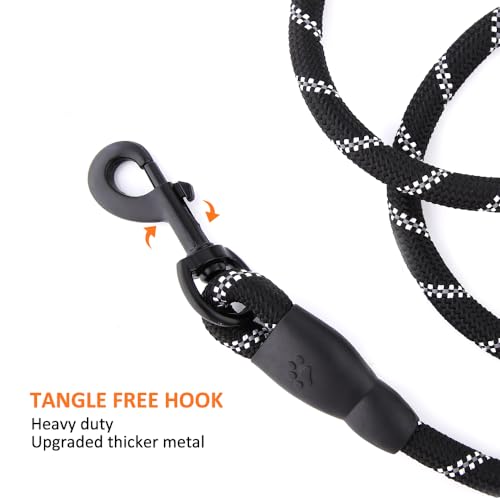 HANK Dog Long Leash | 3M Reflective Leash for Medium, Large Dogs | Metal Hook | Soft Comfortable Handle | Shockproof | Dog Rope (15 Feet Long - Black) - Image 5