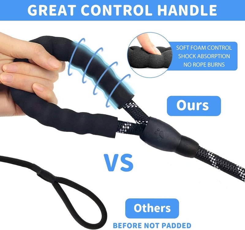 HANK Dog Long Leash | 3M Reflective Leash for Medium, Large Dogs | Metal Hook | Soft Comfortable Handle | Shockproof | Dog Rope (15 Feet Long - Black) - Image 3