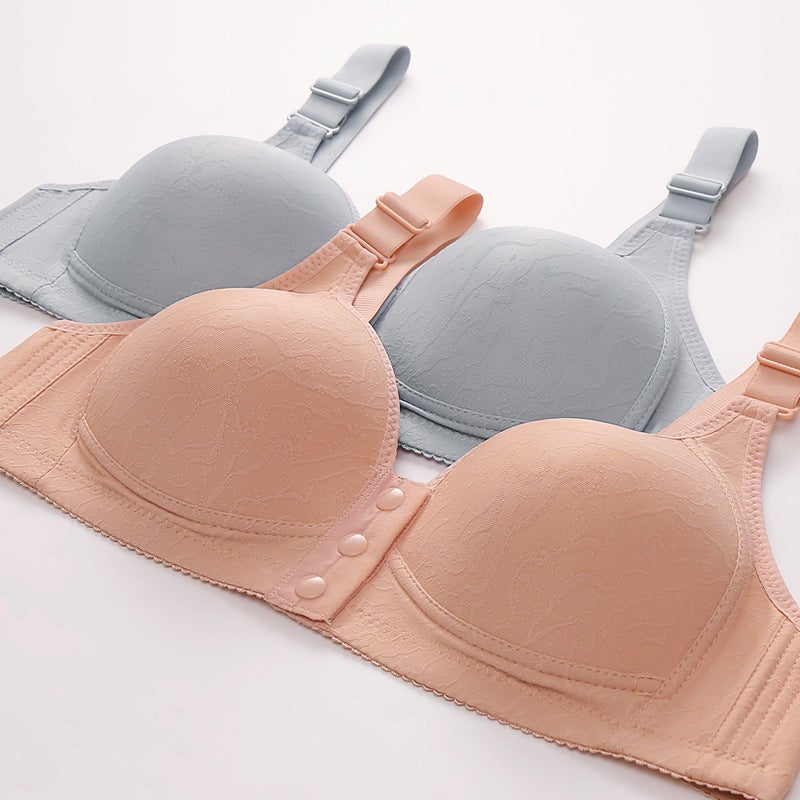 (Two-Piece) Vest-Style Wire-Free Front-Button Nursing Bra, Thin Large-Size Front-Button Bra - Image 2