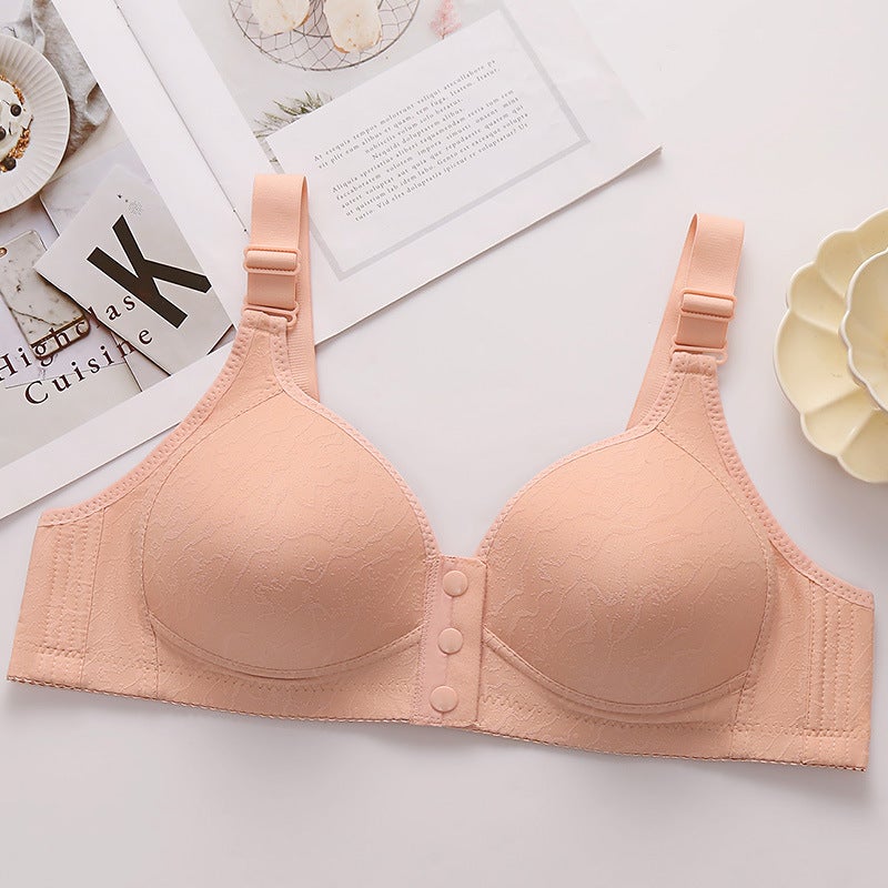 (Two-Piece) Vest-Style Wire-Free Front-Button Nursing Bra, Thin Large-Size Front-Button Bra - Image 4
