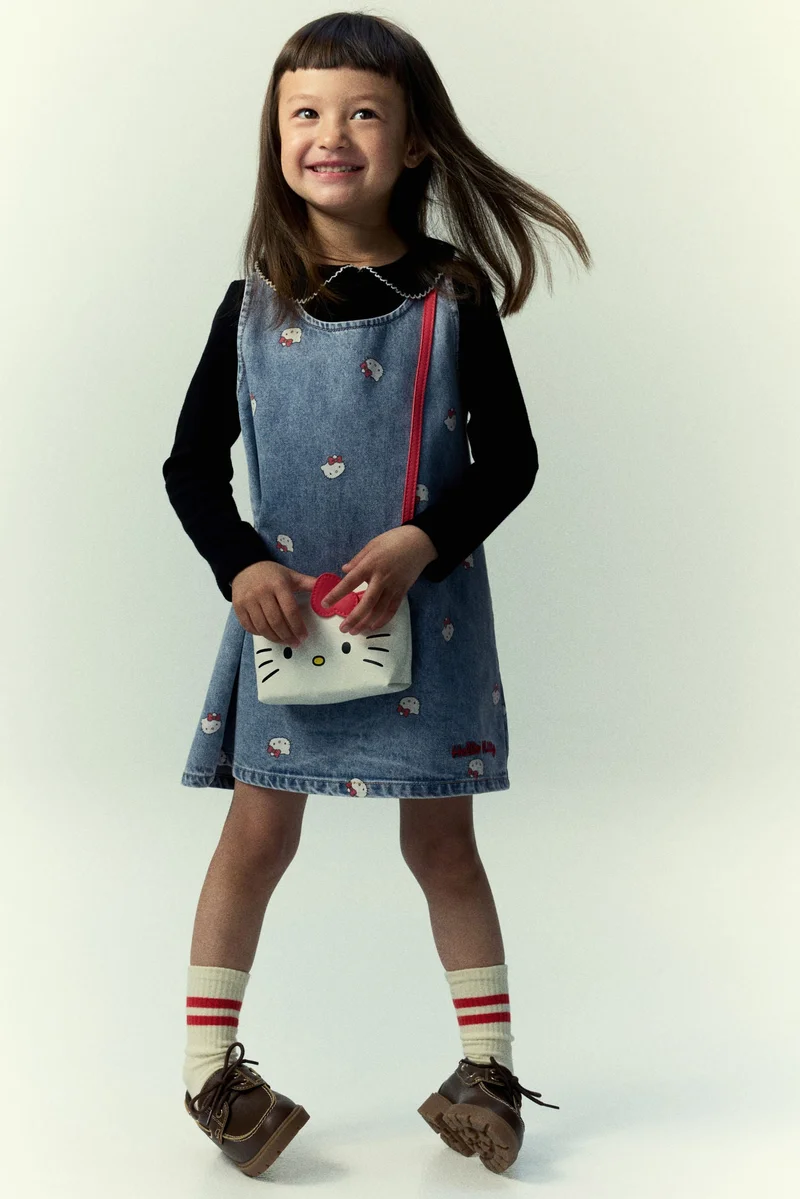 اتش اند ام فستان دنيم مزين بطبعة