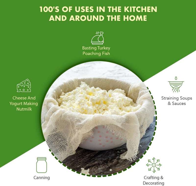Regency Wraps 100% Cotton Cheesecloth For Straining, Basting Turkey, Canning, Cheese-making, Natural Standard, 2yd (Pack of 1) - Image 2