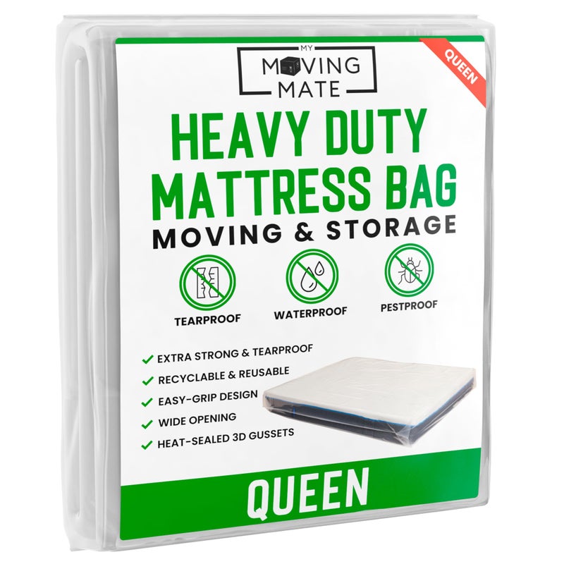 My Moving Mate Queen Mattress Bag for Moving and Storage - 5 Mil Mattress Cover for Moving and Storage - Mattress Protector Storage Bags - Heavy Duty, Reusable, Tearproof - Image 1